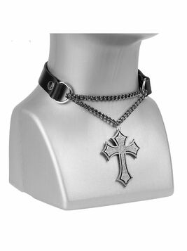 Collier cuir croix gothique